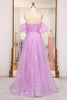 Load image into Gallery viewer, Lilac A Line Off The Shoulder Long Corset Prom Dress