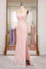 Load image into Gallery viewer, Sparkly Mermaid Pink Spaghetti Straps Long Prom Dress with Sequins