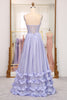 Load image into Gallery viewer, A-Line Lavender Spaghetti Strap Long Prom Dress with Slit