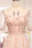 Load image into Gallery viewer, A-Line Champagne Printed Square Neck Long Prom Dress