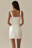 Load image into Gallery viewer, Satin White Bodycon Cowl Neck Graduation Dress