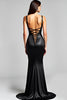Load image into Gallery viewer, Spaghetti Straps Mermaid Lace Up Back Black Tie Dress