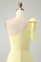 Load image into Gallery viewer, A Line One Shoulder Yellow Long Wedding Guest Dress with Slit