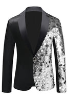 Load image into Gallery viewer, Sparkly Black Sequins Notched Lapel Men&#39;s Blazer