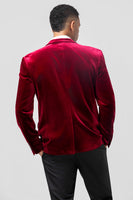 Load image into Gallery viewer, Single Breasted Burgundy Velvet Men&#39;s Blazer
