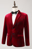 Load image into Gallery viewer, Notched Lapel Burgundy Velvet Single Breasted Men&#39;s Prom Blazer