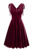 Load image into Gallery viewer, Dark Green A Line V Neck Sleeveless Short Vintage Dress