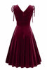 Load image into Gallery viewer, Dark Green A Line V Neck Sleeveless Short Vintage Dress