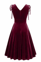 Load image into Gallery viewer, Dark Green A Line V Neck Sleeveless Short Vintage Dress