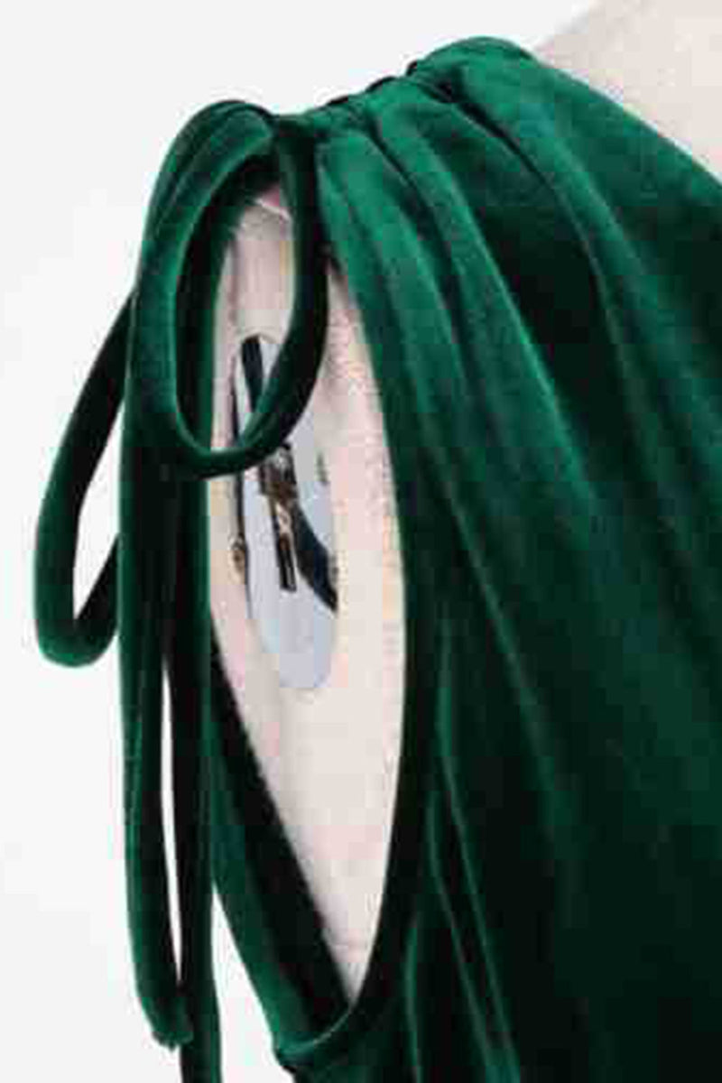 Load image into Gallery viewer, Dark Green A Line V Neck Sleeveless Short Vintage Dress