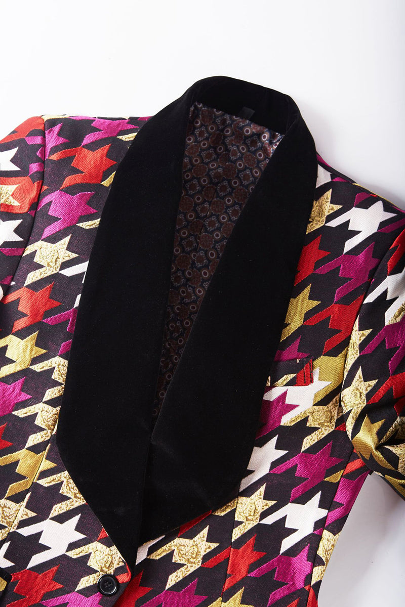 Load image into Gallery viewer, Shawl Lapel Purple 2 Pieces Houndstooth Plaid Men&#39;s Prom Suits