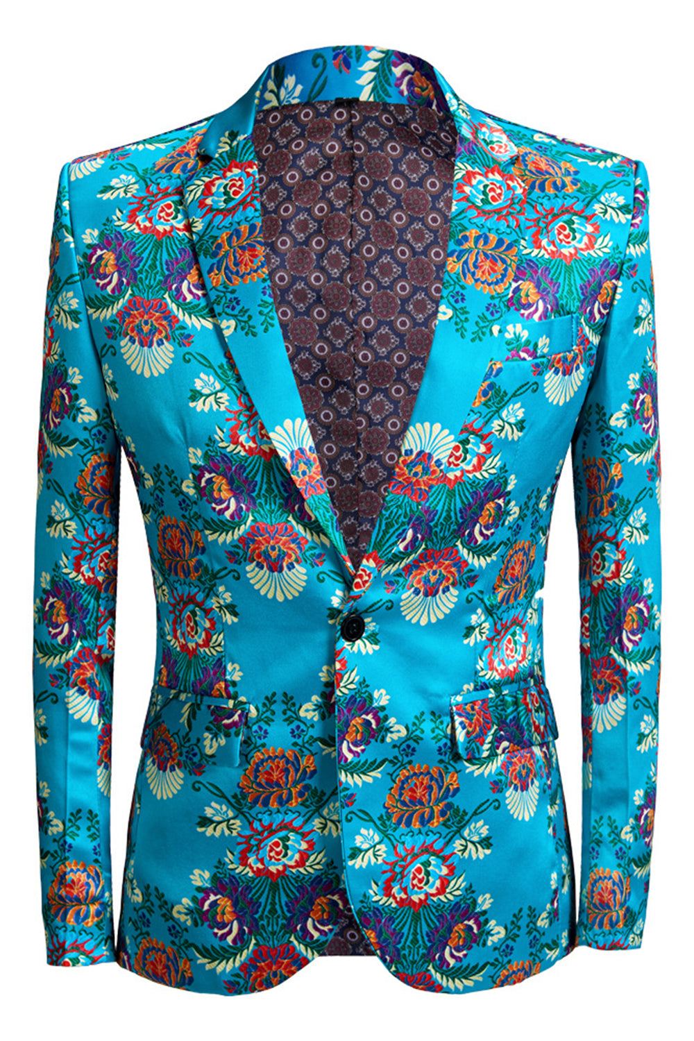 Notched Lapel Blue 2 Pieces Print Men's Prom Suits
