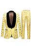 Load image into Gallery viewer, Shawl Lapel Formal 2 Piece Golden Yellow &amp; Black Tuxedo (Jacket + Pants) Suit Set