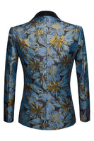 Load image into Gallery viewer, Grey Blue 2 Piece Shawl Lapel One Button Men&#39;s Suits