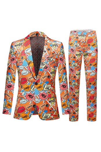 Orange Notch Lapel One Button Men's Blazer