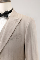 Load image into Gallery viewer, Ivory Peak Lapel Pinstripe Single Breasted 3 Piece Men&#39;s Prom Suits