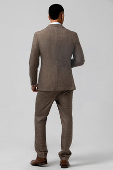 Brown Notch Lapel Double Breasted 3 Pieces Men's Prom Suits