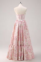 Load image into Gallery viewer, Cute Blue A Line Sweetheart Corset Brocade Long Prom Dress