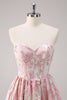 Load image into Gallery viewer, Cute Blue A Line Sweetheart Corset Brocade Long Prom Dress