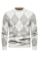 Load image into Gallery viewer, Light Khaki Men&#39;s Round Neck Knit Printed Sweater