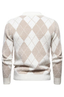 Load image into Gallery viewer, Light Khaki Men&#39;s Round Neck Knit Printed Sweater