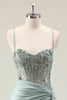 Load image into Gallery viewer, Dark Navy Mermaid Sparkly Sequins Prom Dress with Slit