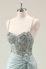 Load image into Gallery viewer, Dark Navy Mermaid Sparkly Sequins Prom Dress with Slit