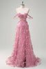 Load image into Gallery viewer, Off The Shoulder Taro Purple A Line Applique Long Prom Dress