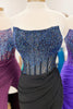Load image into Gallery viewer, Sparkly Fuchsia Mermaid Beaded Strapless Prom Dress with Slit