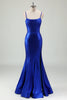 Load image into Gallery viewer, Royal Blue Mermaid Corset Long Prom Dress with Slit