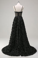 Load image into Gallery viewer, Elegant Black A Line Ball Gown Corset Prom Dress