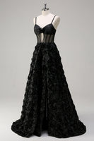 Load image into Gallery viewer, Elegant Black A Line Ball Gown Corset Prom Dress