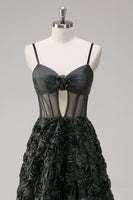 Load image into Gallery viewer, Elegant Black A Line Ball Gown Corset Prom Dress