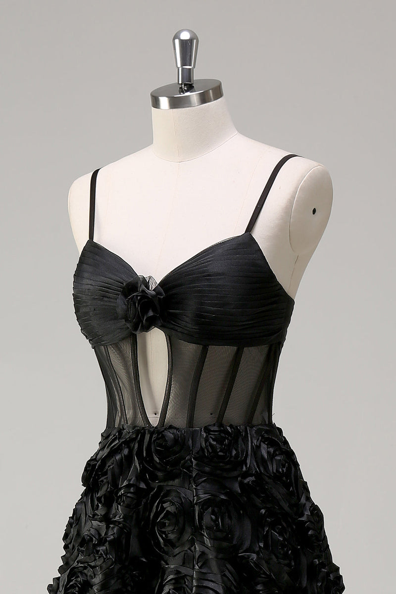 Load image into Gallery viewer, Elegant Black A Line Ball Gown Corset Prom Dress