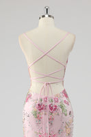 Load image into Gallery viewer, Navy Mermaid Sparkly Sequins Floral Print Long Prom Dress