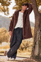 Load image into Gallery viewer, Brown Open Front Faux Fur Long Fluffy Coat