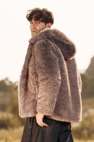 Load image into Gallery viewer, Khaki Mink Fur Long Sleeves Winter Hooded Short Warm Coat Jacket