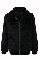 Load image into Gallery viewer, Black Mink Fur Zipped Hoodie Velvet Jacket