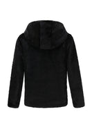 Load image into Gallery viewer, Black Faux Fur Hoodies Zip Up Long Sleeve Outerwear