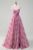 Load image into Gallery viewer, Pinkish Purple A Line Floral Spaghetti Straps Long Prom Dress