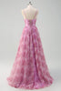 Load image into Gallery viewer, Pinkish Purple A Line Floral Spaghetti Straps Long Prom Dress