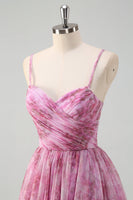 Load image into Gallery viewer, Pinkish Purple A Line Floral Spaghetti Straps Long Prom Dress