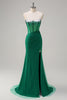 Load image into Gallery viewer, Sparkly Black Mermaid Corset Beaded Long Prom Dress with Slit