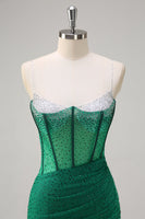 Load image into Gallery viewer, Sparkly Black Mermaid Corset Beaded Long Prom Dress with Slit