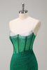 Load image into Gallery viewer, Sparkly Black Mermaid Corset Beaded Long Prom Dress with Slit