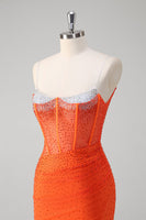 Load image into Gallery viewer, Sparkly Black Mermaid Corset Beaded Long Prom Dress with Slit