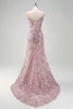 Load image into Gallery viewer, Sparkly Grey Pink Mermaid V Neck Sequined Prom Dress