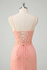 Load image into Gallery viewer, Orange Spaghetti Straps Mermaid Corset Sequined Prom Dress