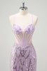 Load image into Gallery viewer, Mermaid Lilac Spaghetti Straps Corset Sequin Long Prom Dress