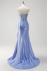 Load image into Gallery viewer, Sparkly Grey Blue Mermaid Strapless Corset Long Prom Dress